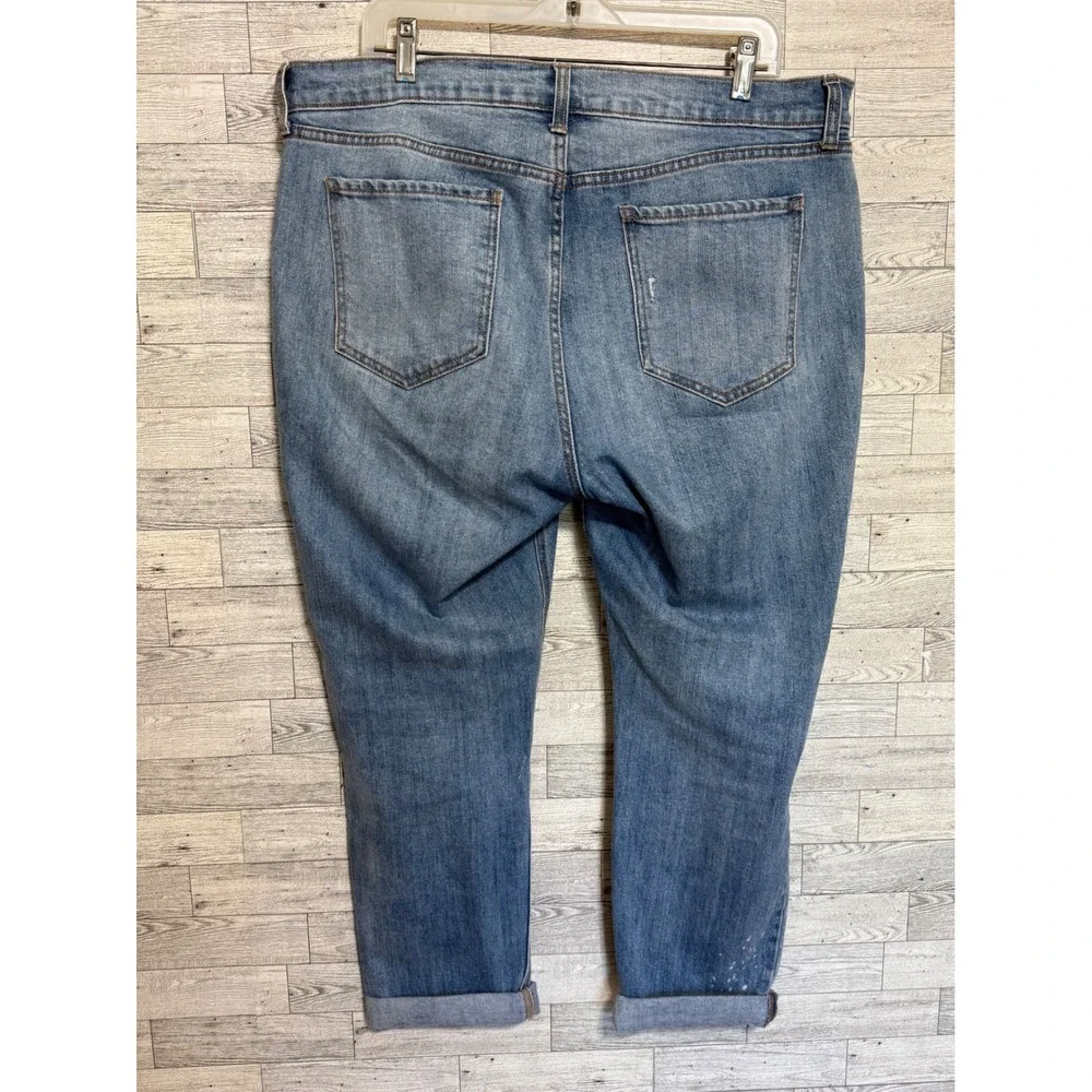 Old Navy Boyfriend‎ Jeans Womens 14 Light Wash Distressed Paint Splatter Relaxed